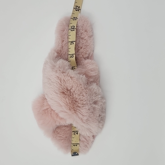 NWT Lauren Conrad Pink Faux Fur Criss Cross Slide Slippers‎ Large 8/9 - Picture 6 of 7